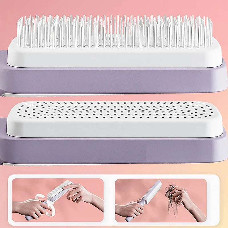 Massage Comb Scalp Hair Self Cleaning Hairbrush Rotating Retractable Anti Static Automatic Rotating Lifting Anti-Hair Loss ﻿