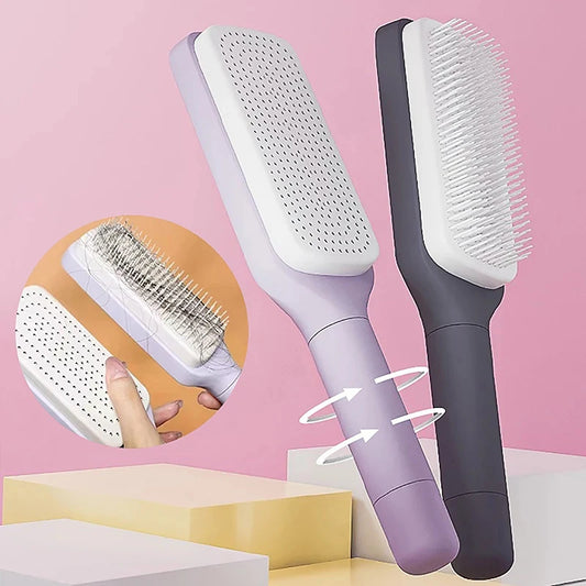 Massage Comb Scalp Hair Self Cleaning Hairbrush Rotating Retractable Anti Static Automatic Rotating Lifting Anti-Hair Loss ﻿