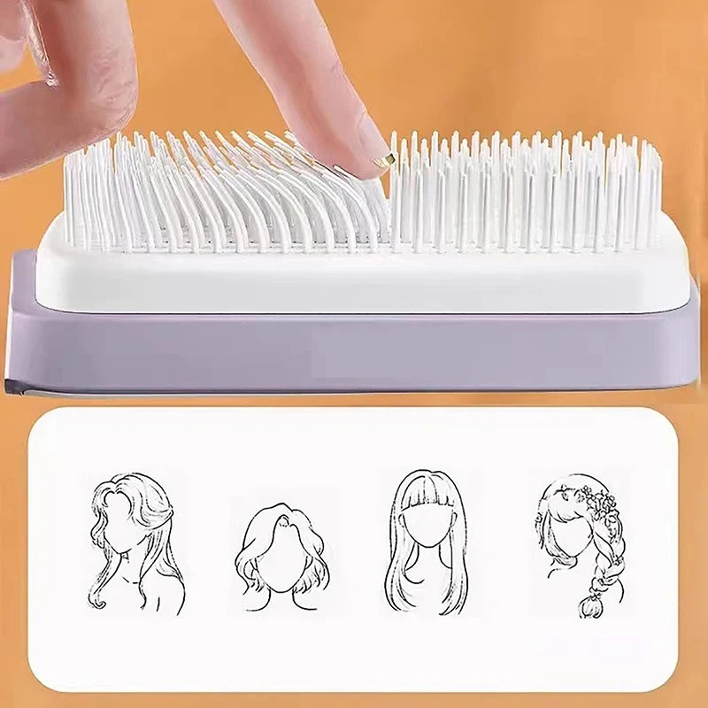 Massage Comb Scalp Hair Self Cleaning Hairbrush Rotating Retractable Anti Static Automatic Rotating Lifting Anti-Hair Loss ﻿